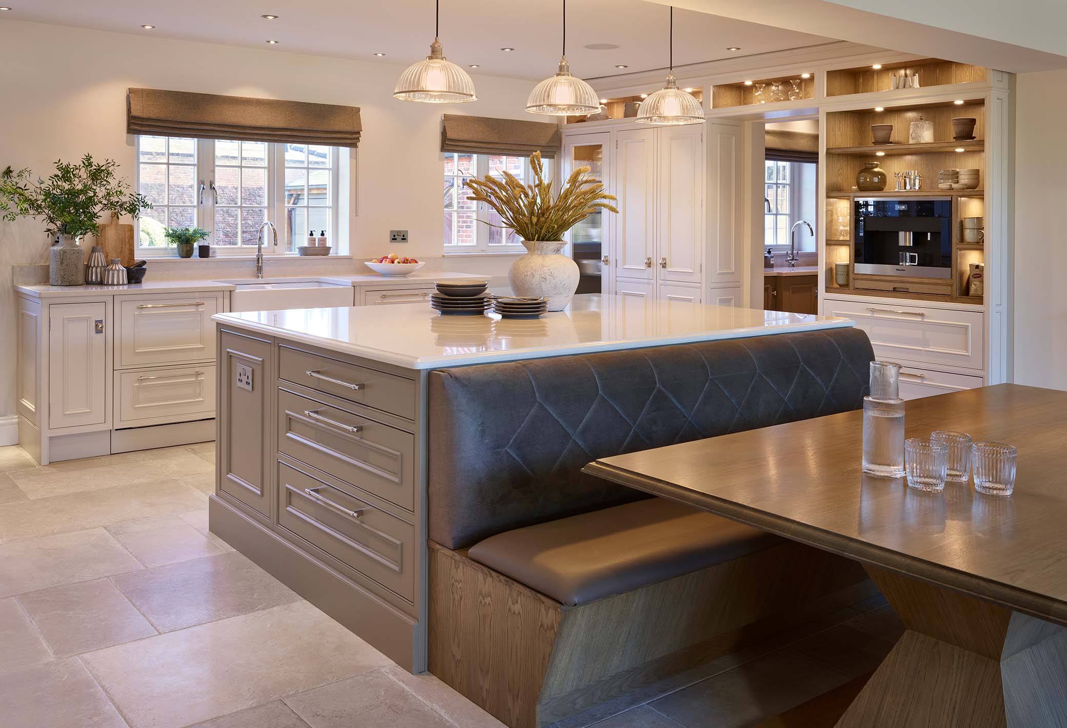Bespoke kitchen in Nottinghamshire with island, seating area and luxury appliances