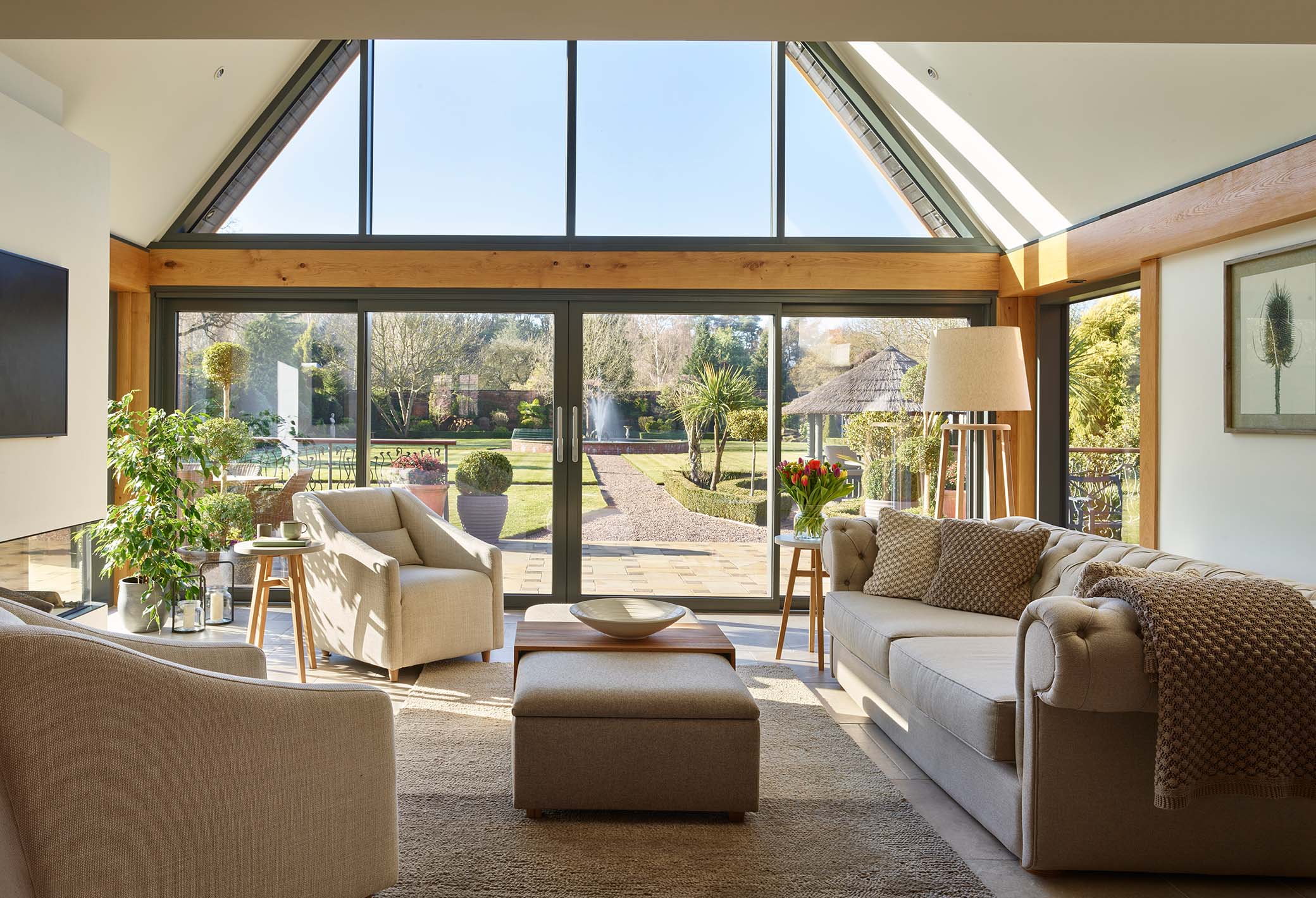 Luxury living space with sofa and armchairs