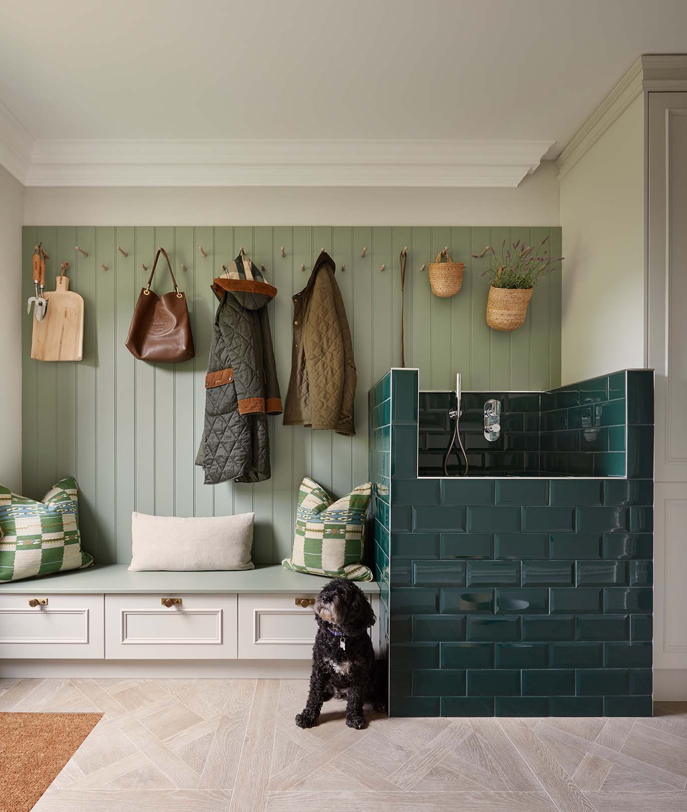 A bespoke dog wash and utility space in Surrey designed and installed by Charles Yorke