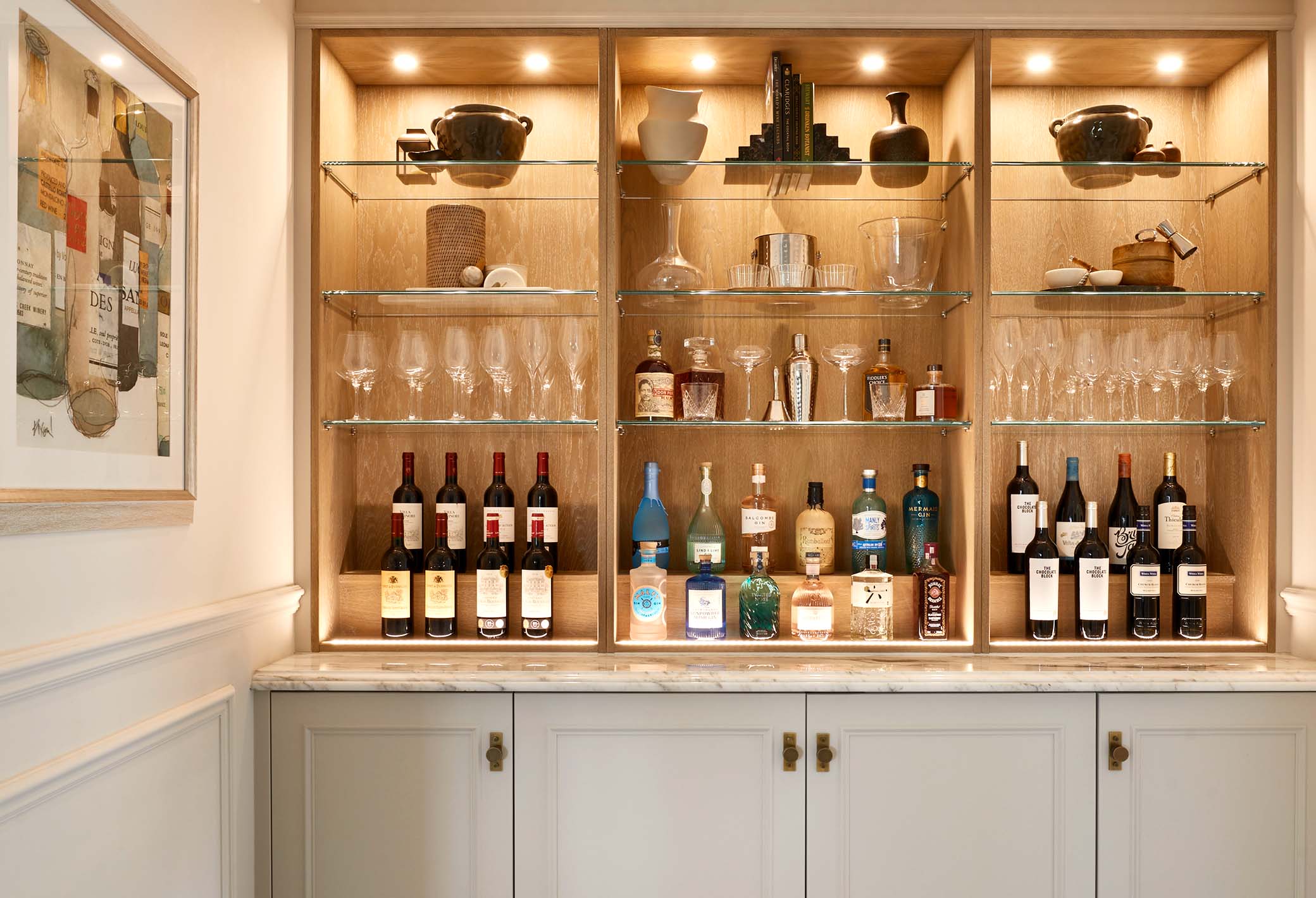 handmade drinks cabinet and shelving