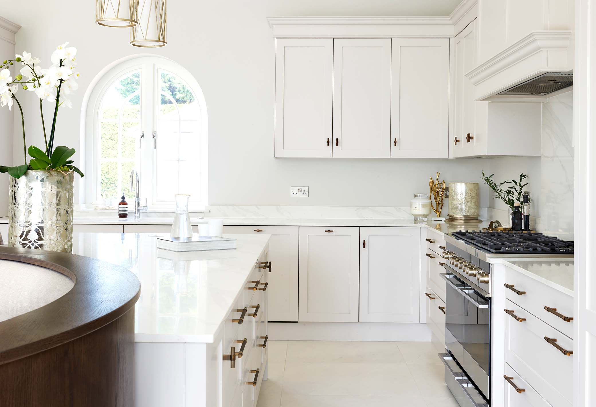 handmade kitchen cabinetry with marble worksurface and range cooker in a scottish kitchen