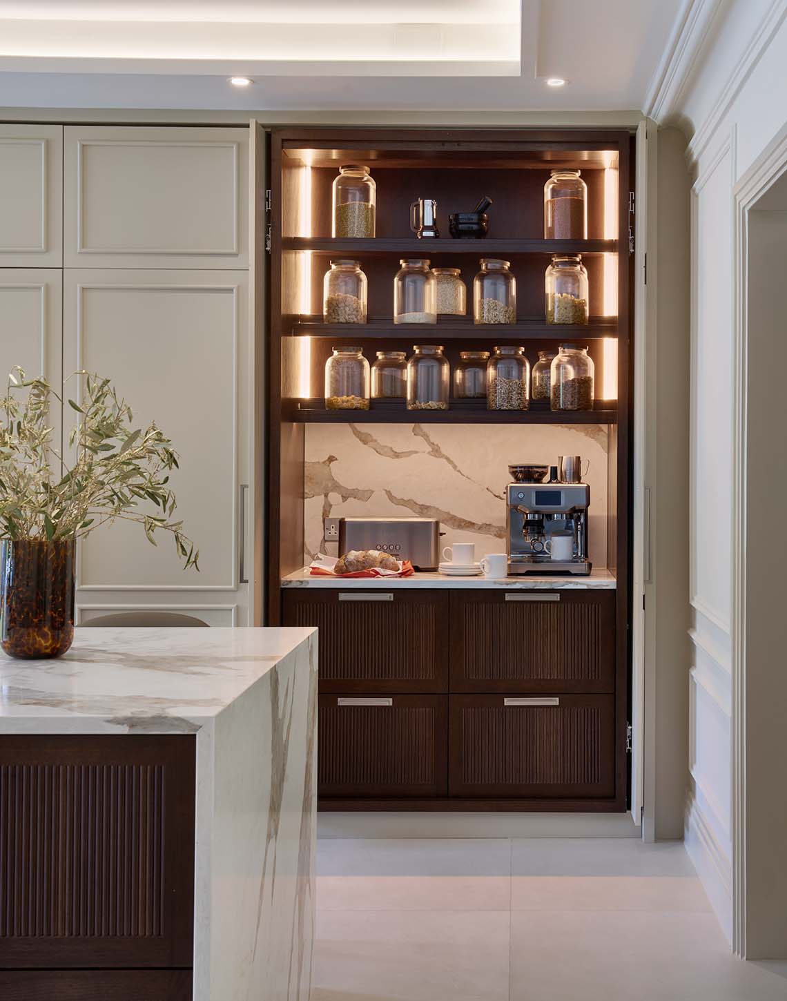 Cambridge Sorrento Bespoke Kitchen Hidden Storage Open